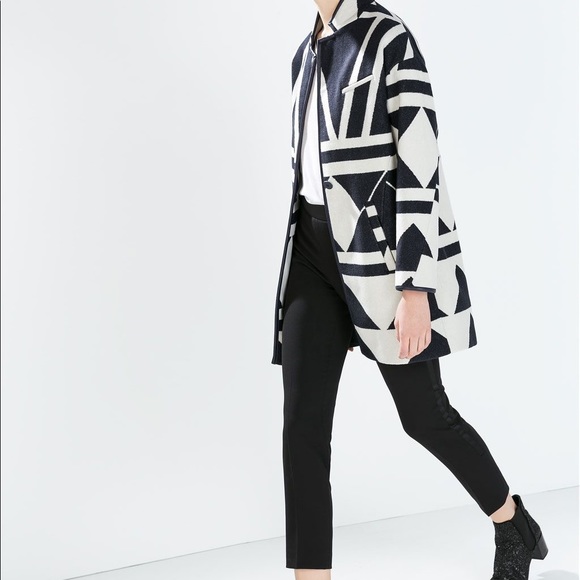 ZARA Geometric Wool Coat - Picture 3 of 8